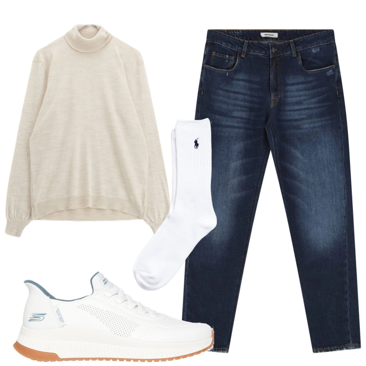 Outfit uomo - Total look #2300420. Stile Urban per Tutti i giorni. Abbinamento con jeans dritti, maglieria, calzini, sneakers.