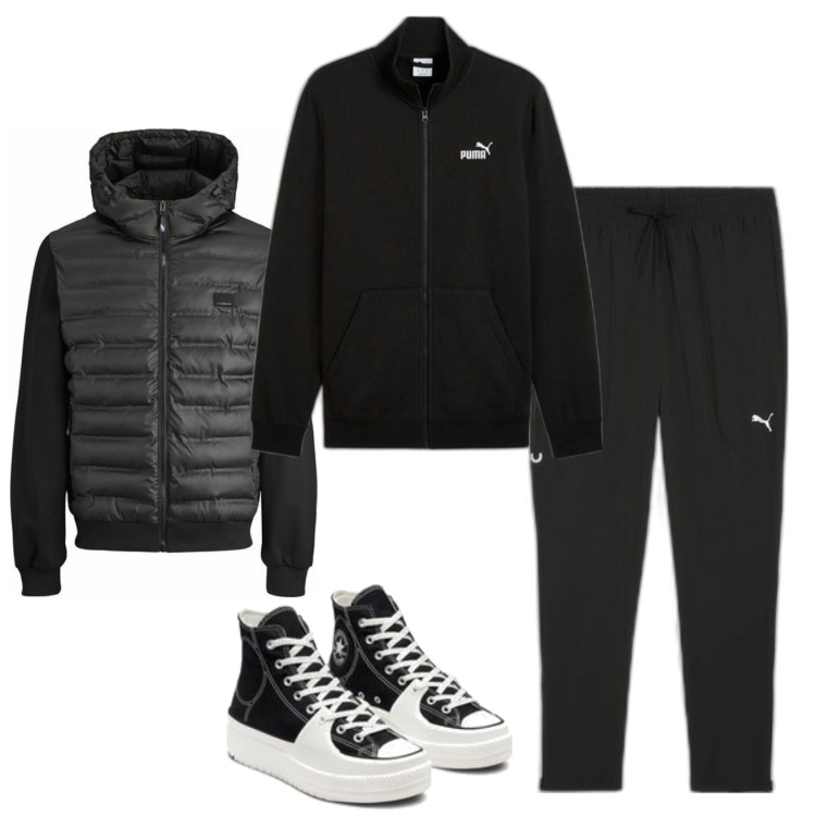 Outfit hombre - Casual look. Estilo Casual para Todos los días. Combinación con sneakers, sudaderas con capucha, pantalones, plumíferos.