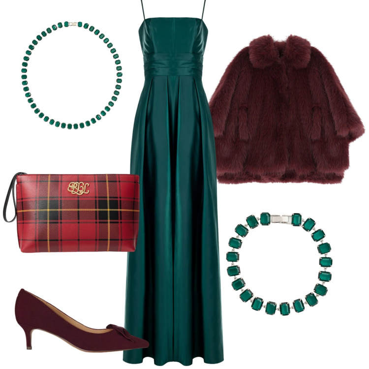 Outfit donna - Velvet chic. Stile Chic per Cerimonia. Abbinamento con blazer, vestiti lunghi, braccialetti, collane, décolleté, pochette.