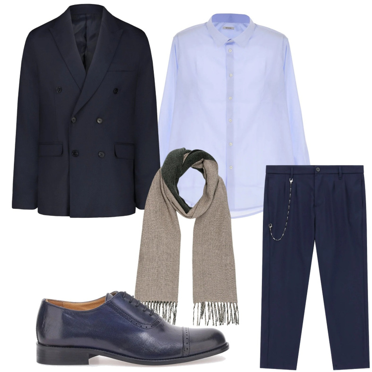Outfit uomo - Il completo funzionale. Stile Casual per Ufficio. Abbinamento con camicie, pantaloni, giacche, scarpe stringate, sciarpe.