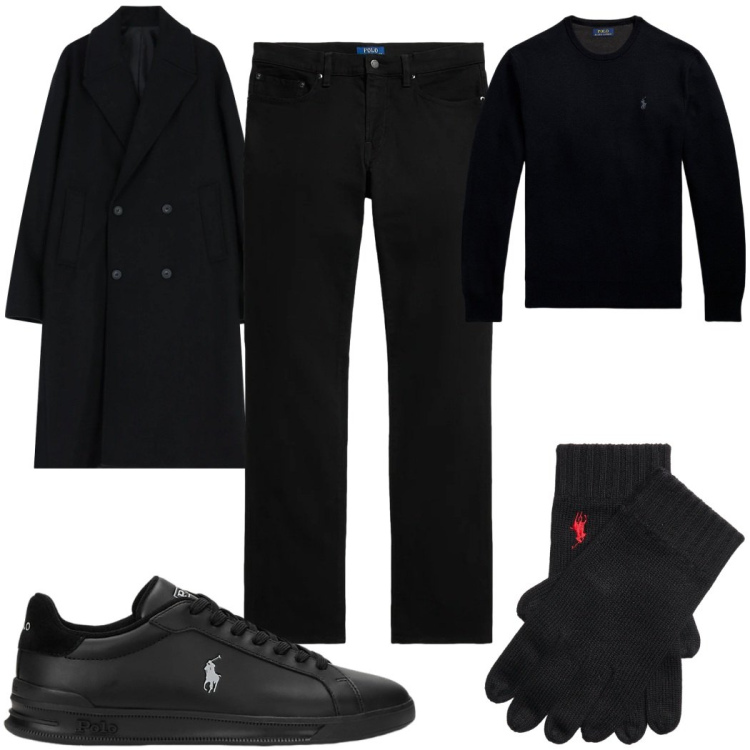 Outfit uomo - Total look #2300593. Stile Casual per Tutti i giorni. Abbinamento con cappotti, guanti, sneakers, pantaloni, maglieria.