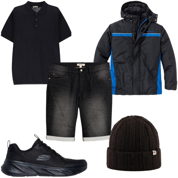 Outfit uomo - Total look #2300595. Stile Trendy per Tutti i giorni. Abbinamento con giacche, bermuda, polo, berretti, sneakers.