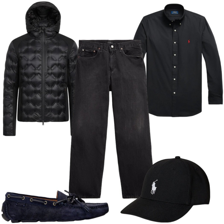 Outfit uomo - Total look #2300597. Stile Trendy per Tutti i giorni. Abbinamento con scarpe stringate, camicie, cappelli, jeans, piumini.