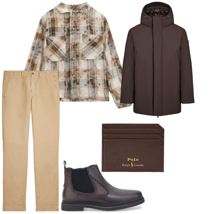 Outfit uomo - Per il giorno. per Tutti i giorni. Abbinamento con camicie, pantaloni, portafogli, giacche, stivali e stivaletti.