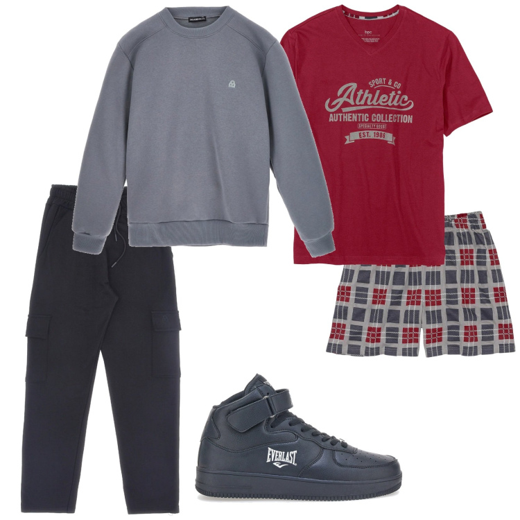 Outfit uomo - Intimo ma sportivo. per Tutti i giorni. Abbinamento con abbigliamento da notte, sneakers, felpe, pantaloni cargo.