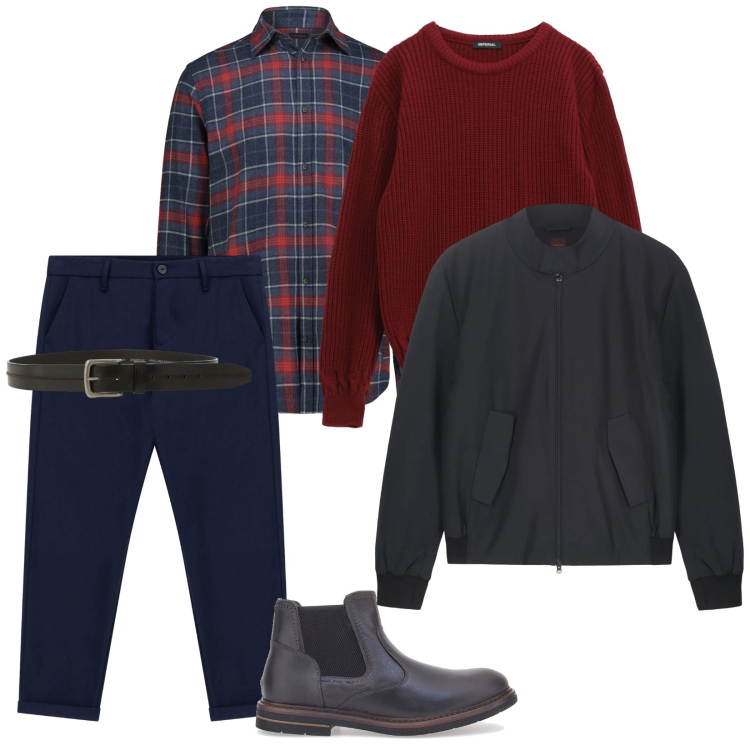 Outfit uomo - Sabato a casa di Anna. per Serata speciale. Abbinamento con maglieria, pantaloni, cinture, stivali e stivaletti, bomber, camicie.