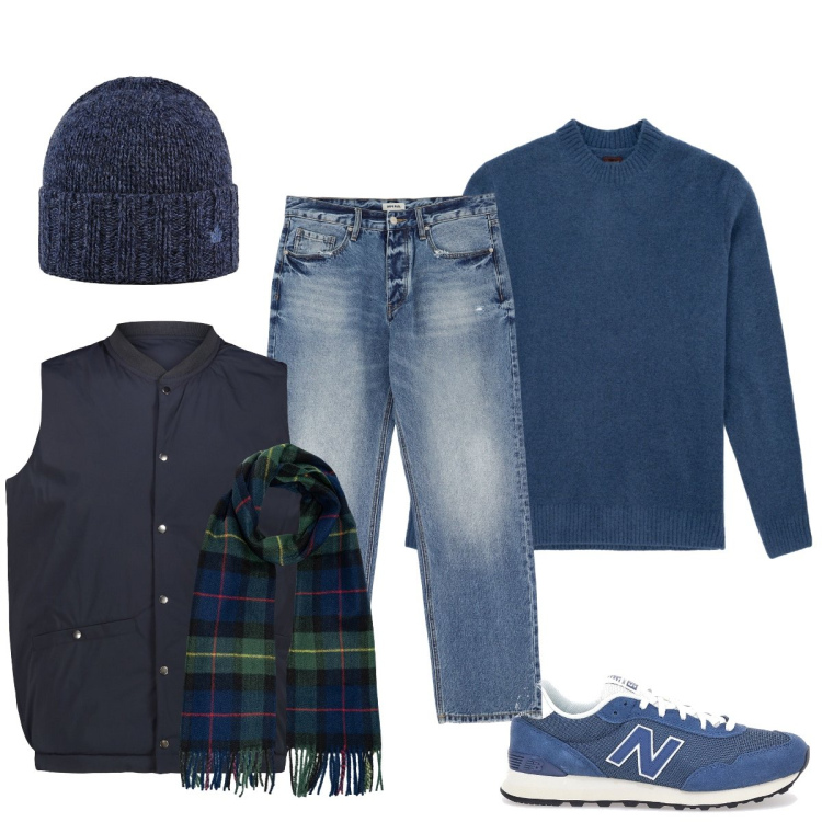 Outfit uomo - Blu sempre di moda. Stile Casual per Tutti i giorni. Abbinamento con jeans, cappelli, sneakers, sciarpe, piumini, maglieria.