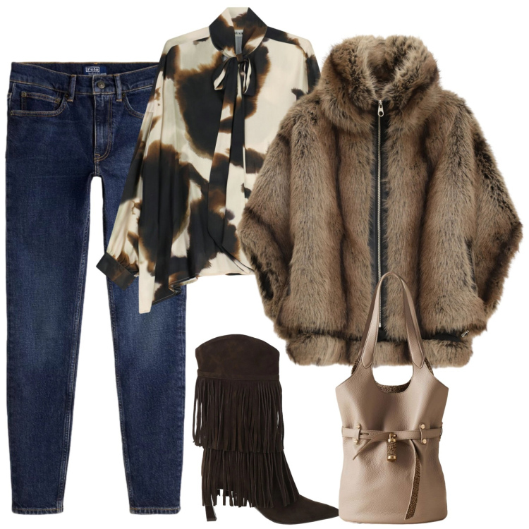 Outfit donna - Dicembre. Stile Casual chic per Tutti i giorni. Abbinamento con borse a secchiello, stivali, bluse, blazer, jeans slim fit.