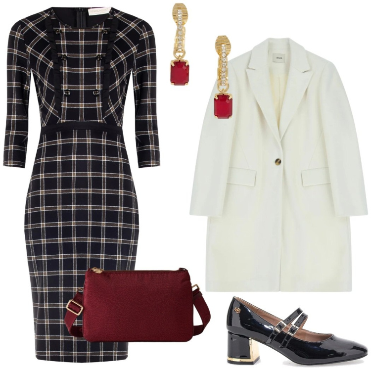 Outfit donna - Natale bon ton. Stile Bon Ton per Cerimonia. Abbinamento con vestiti a tubino, borse a tracolla, cappotti, orecchini, décolleté.