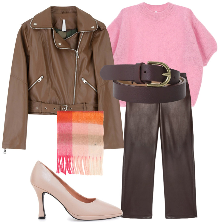 Outfit donna - Pink dicembre. Stile Casual per Tutti i giorni. Abbinamento con giacche, maglieria, cinture, sciarpe, décolleté, pantaloni.