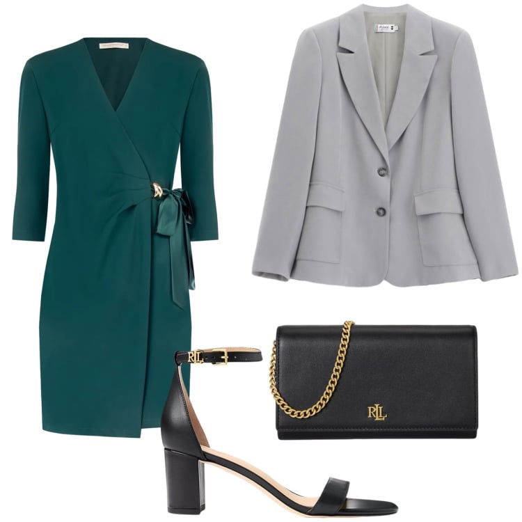 Outfit donna - Cerimonia. Stile Chic per Cerimonia. Abbinamento con blazer, vestiti a tubino, sandali in pelle, borse a tracolla.
