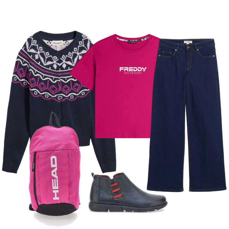 Outfit donna - Casual…. Stile Casual per Tutti i giorni. Abbinamento con cardigans, jeans dritti, t-shirt, borse sportive, stivaletti.