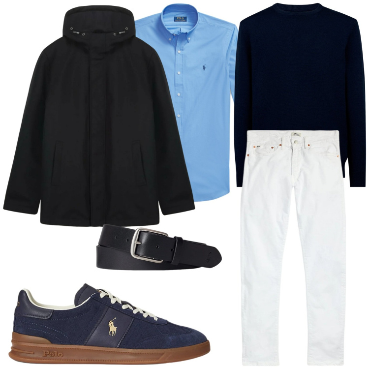 Outfit uomo - Total look #2300806. Stile Casual per Tutti i giorni. Abbinamento con cinture, jeans, sneakers, camicie, maglieria, giacche.