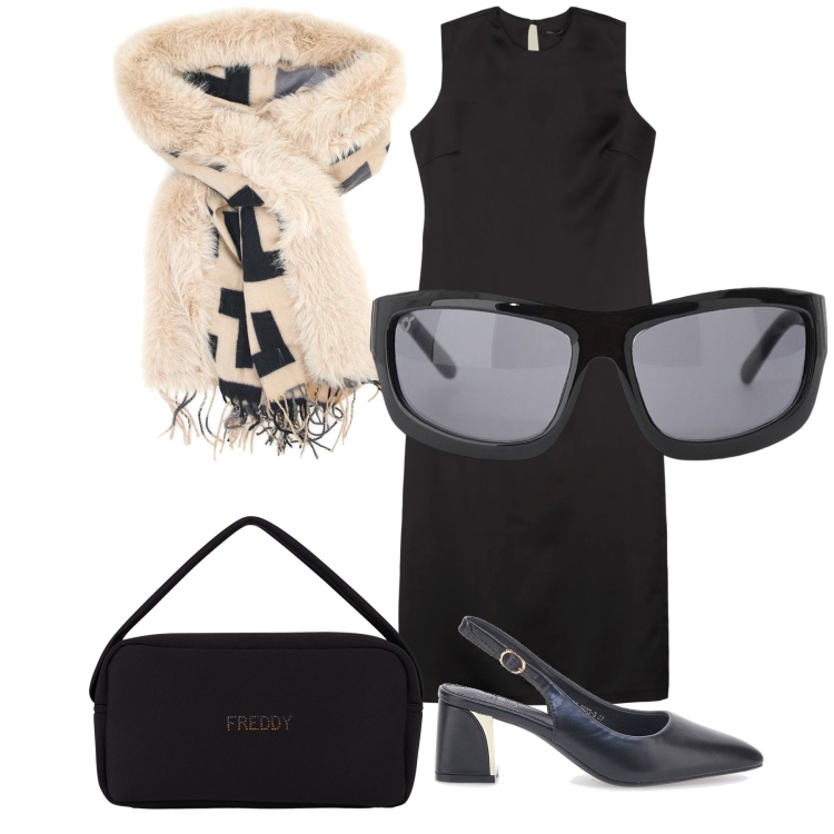 Outfit donna - Look da ufficio chic e bon ton. Stile Urban per Ufficio. Abbinamento con occhiali da sole, borse a mano, vestiti lunghi, cappe, décolleté.