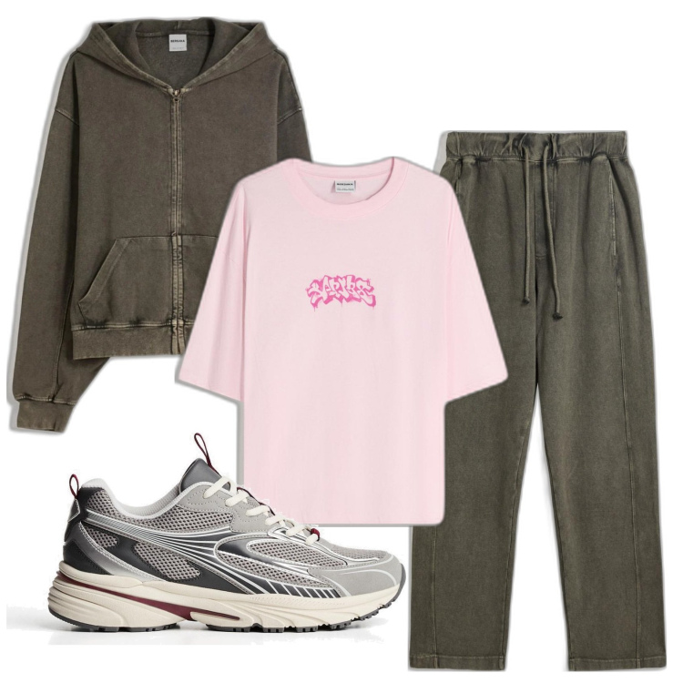 Outfit hombre - Casual #19674. Estilo Casual para Deporte. Combinación con pantalones, sudaderas, sneakers, camiseta.