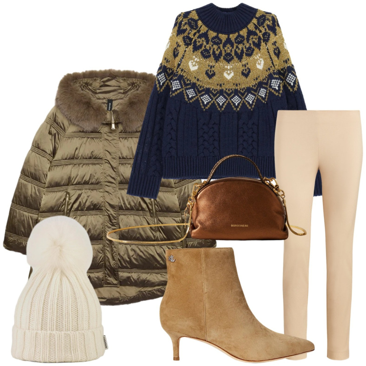 Outfit donna - Maglione morbido, cuore caldo. Stile Glamour per Tutti i giorni. Abbinamento con maglieria, borse a mano, stivaletti, pantaloni skinny, berretti, piumini.