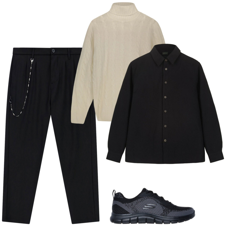 Outfit uomo - Total look #2300861. Stile Urban per Tutti i giorni. Abbinamento con pantaloni, sneakers, cappotti, maglieria.