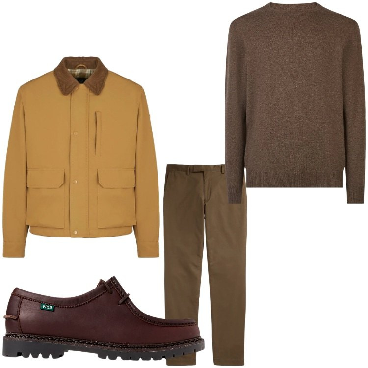 Outfit uomo - I´m ok. Stile Casual per Tutti i giorni. Abbinamento con scarpe stringate, pantaloni, piumini, maglieria.
