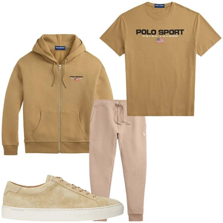 Outfit uomo - Polo sport. Stile Casual per Sport. Abbinamento con sneakers, t-shirt, pantaloni, felpe con cappuccio.