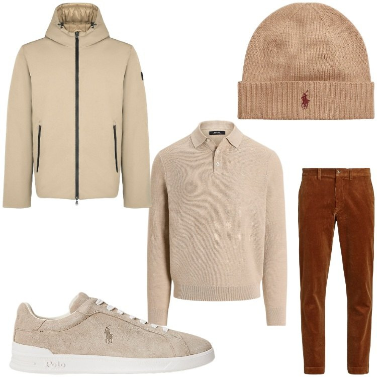 Outfit uomo - Abbinamenti. Stile Casual per Tutti i giorni. Abbinamento con pantaloni, berretti, sneakers, maglieria, parka.