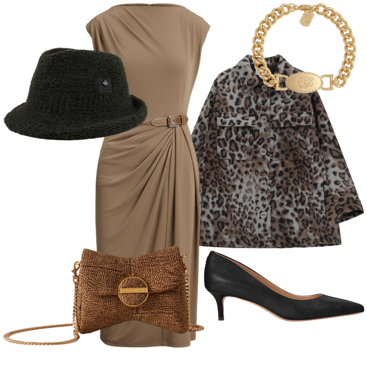Outfit donna - Cerimonia a metà dicembre. Stile Glamour per Cerimonia. Abbinamento con cappotti, pochette, vestiti, décolleté, braccialetti, cappelli.