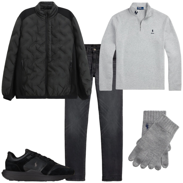 Outfit uomo - Casual per tutti i giorni. Stile Casual per Tutti i giorni. Abbinamento con giacche, pullovers, jeans, sneakers, guanti.