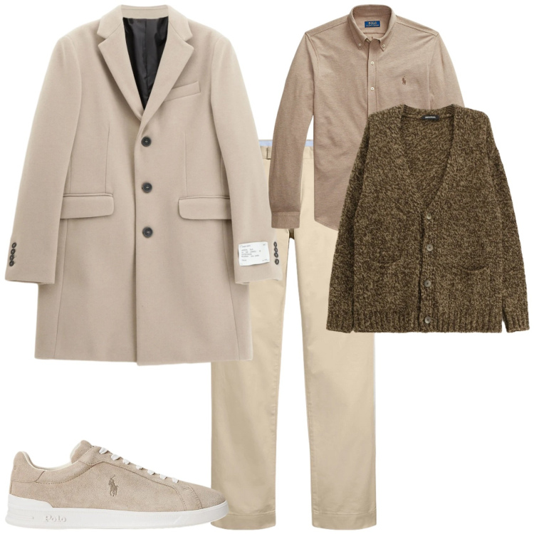 Outfit uomo - Trendy serata speciale. Stile Trendy per Serata speciale. Abbinamento con cappotti, cardigans, pantaloni chino, camicie, sneakers.