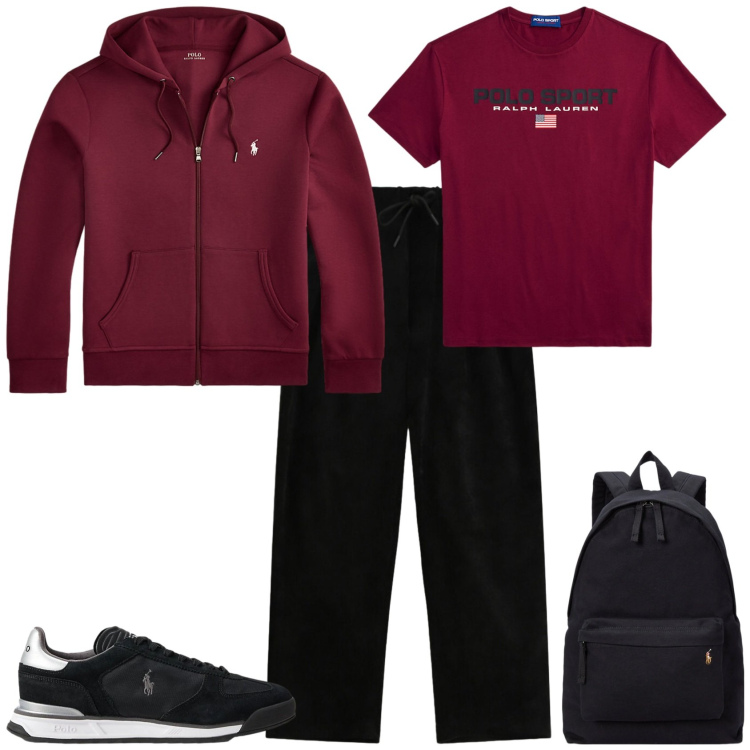 Outfit uomo - Allenamento in palestra. Stile Casual per Sport. Abbinamento con pantaloni sportivi, borse sportive, felpe, sneakers, t-shirt.