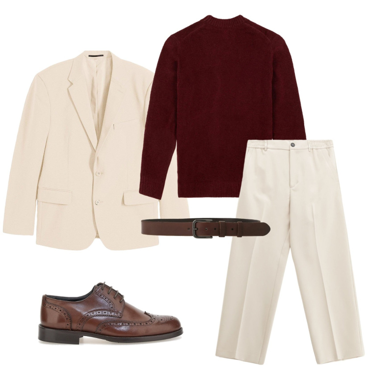 Outfit uomo - Total look #2301200. Stile Business/Elegante per Serata speciale. Abbinamento con giacche, pantaloni, cinture, maglieria, scarpe stringate.