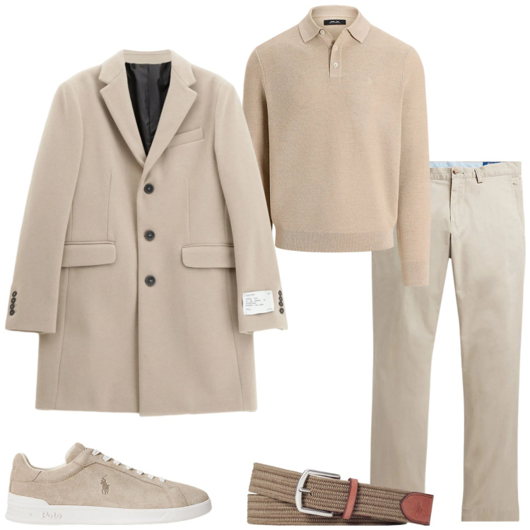 Outfit uomo - Knitwear tono su tono. Stile Casual per Ufficio. Abbinamento con cappotti, cinture, pantaloni, sneakers, maglieria.