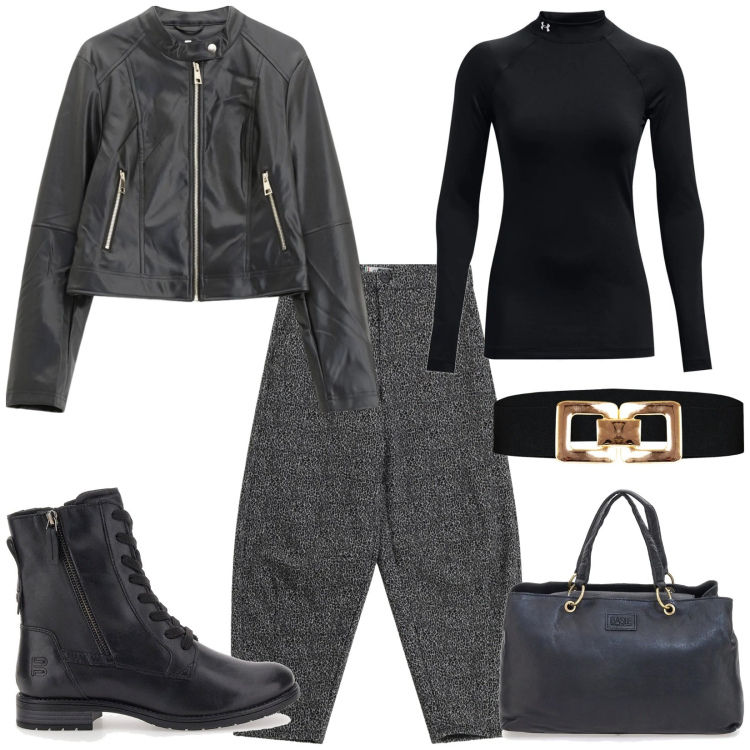 Outfit donna - Total look #2301326. Stile Urban per Tutti i giorni. Abbinamento con pantaloni, cinture, giacche, borse a mano, pullovers, anfibi.