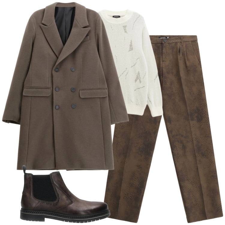 Outfit uomo - Dicembre. Stile Urban per Tutti i giorni. Abbinamento con pantaloni, maglieria, cappotti, stivali e stivaletti.