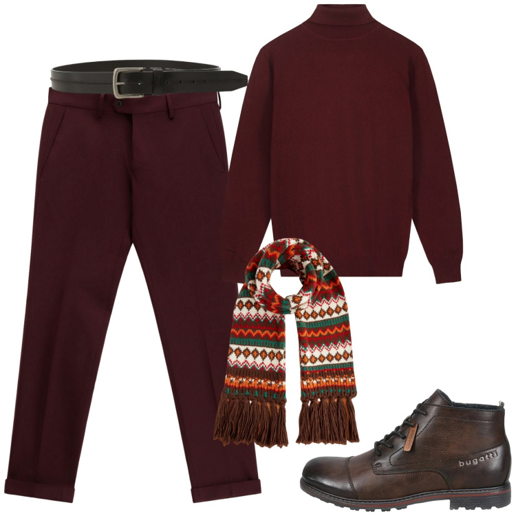 Outfit uomo - Total look #2301344. Stile Urban per Tutti i giorni. Abbinamento con pantaloni, cinture, maglieria, stivali e stivaletti, sciarpe.