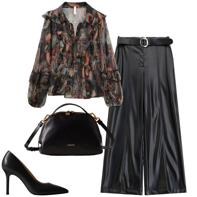 Outfit donna - La camicia trasparente. Stile Chic per Tutti i giorni. Abbinamento con camicie, pantaloni, borse a mano, décolleté.