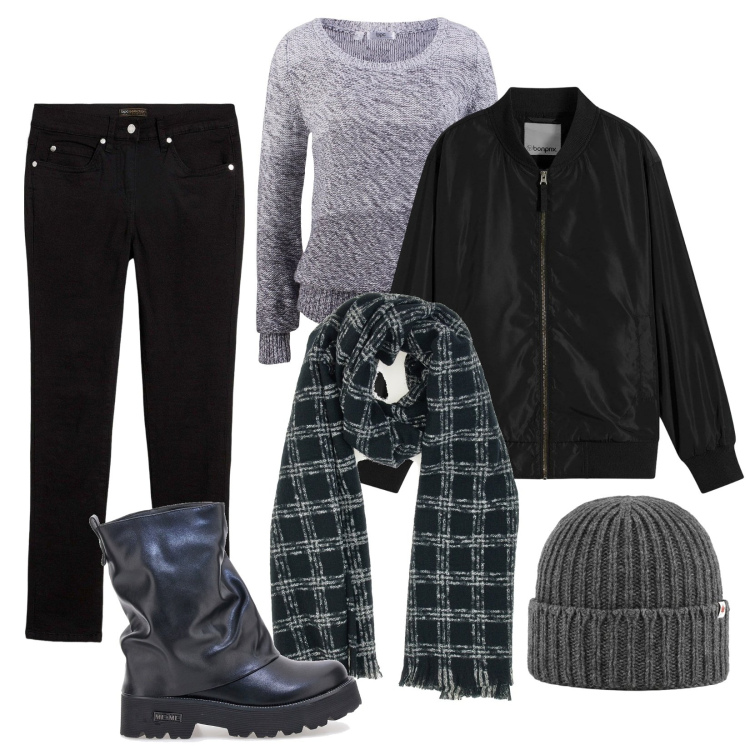 Outfit donna - Stivali Stupendi. Stile Trendy per Tutti i giorni. Abbinamento con jeans dritti, maglieria, bomber, berretti, stivali, sciarpe.