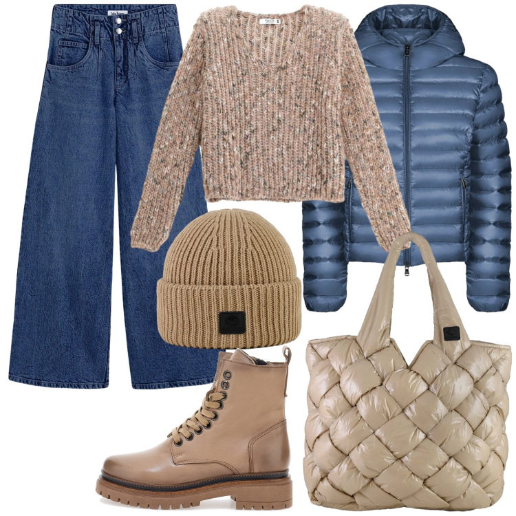Outfit donna - Jeans comodi. Stile Basic per Tutti i giorni. Abbinamento con jeans, maglieria, bomber, borse tote, berretti, anfibi.
