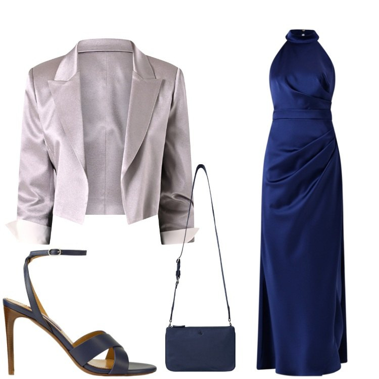 Outfit donna - Buon anno. Stile Chic per Serata fuori. Abbinamento con vestiti lunghi, bolero, borse a tracolla, sandali col tacco.