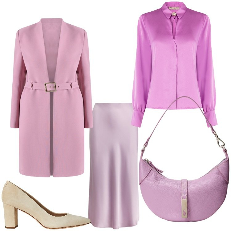 Outfit donna - Liliac. Stile Chic per Serata fuori. Abbinamento con camicie, trench, décolleté, gonne, borse a spalla.