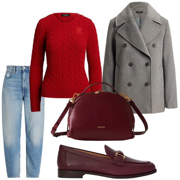 Outfit donna - Il classico pull. Stile Minimal per Ufficio. Abbinamento con borse a mano, jeans, cappotti, maglieria, mocassini.