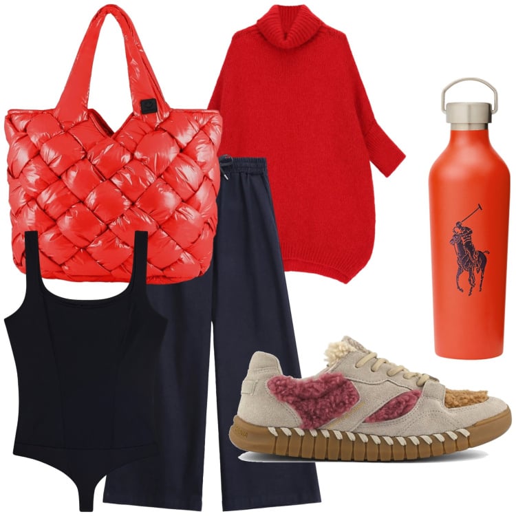 Outfit donna - Total look. Stile Casual chic per Tutti i giorni. Abbinamento con jeans, maglieria, body, bluse, borse tote, sneakers.