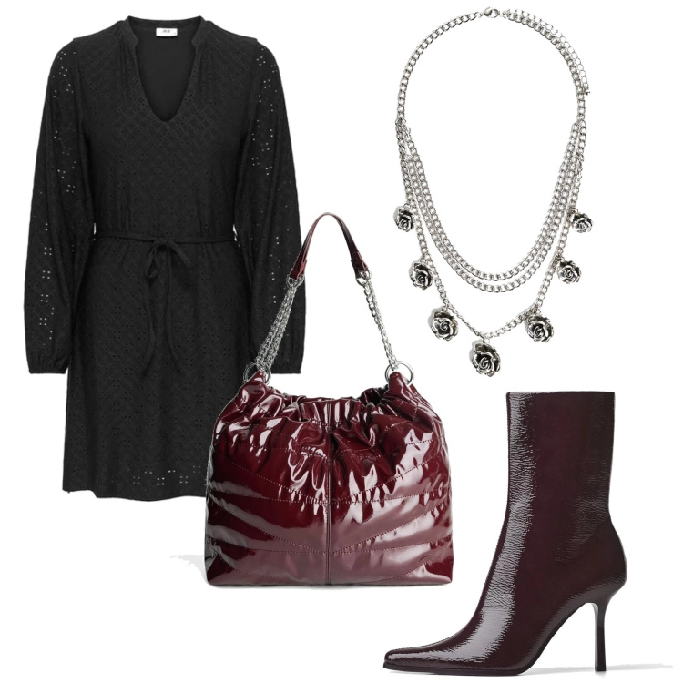 Outfit mujer - Glamour look. Estilo Glamour para Todos los días. Combinación con vestidos cortos, colgantes, botines, bolsos saco.