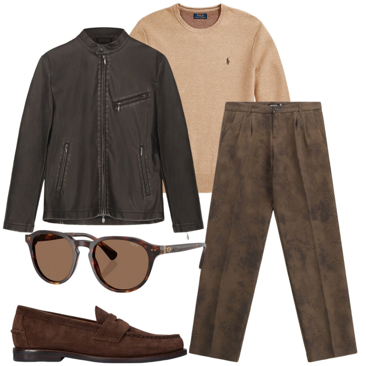 Outfit uomo - Total look #2301973. Stile Casual per Tutti i giorni. Abbinamento con pantaloni, maglieria, scarpe stringate, occhiali da sole, giacche.