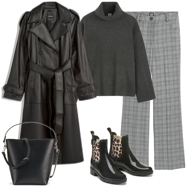 Outfit mujer - Casual #13588. Estilo Casual para Escuela/Universidad. Combinación con pantalones, trench, botines, prendas de punto, bolsos saco.