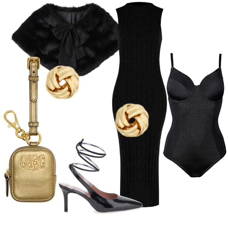 Outfit donna - Wow. Stile Sexy per Serata fuori. Abbinamento con body, vestiti midi/longuette, stole, pochette, orecchini, décolleté.