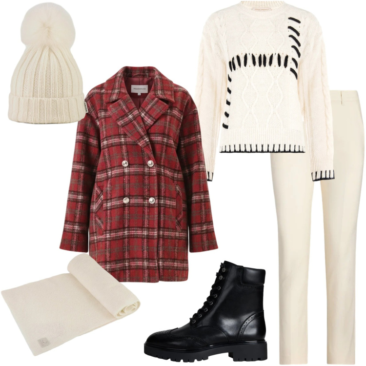 Outfit donna - Warm & Chic ... sono tornata!. Stile Trendy per Tutti i giorni. Abbinamento con maglieria, cappotti, pantaloni, anfibi, berretti, sciarpe.