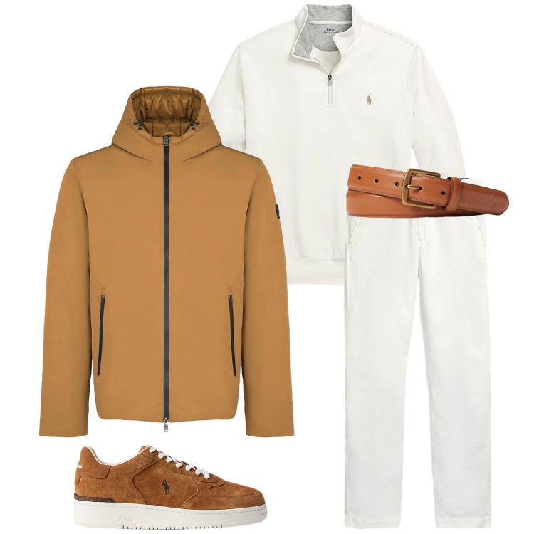 Outfit uomo - Total look #2302247. Stile Trendy per Tutti i giorni. Abbinamento con pullovers, cinture, pantaloni, sneakers, parka.