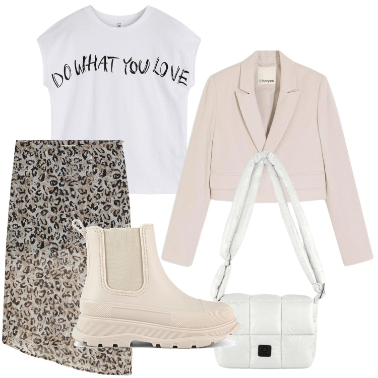 Outfit donna - La gonna grintosa. Stile Trendy per Tutti i giorni. Abbinamento con gonne longuette, maglieria, blazer, borse a spalla, stivali.