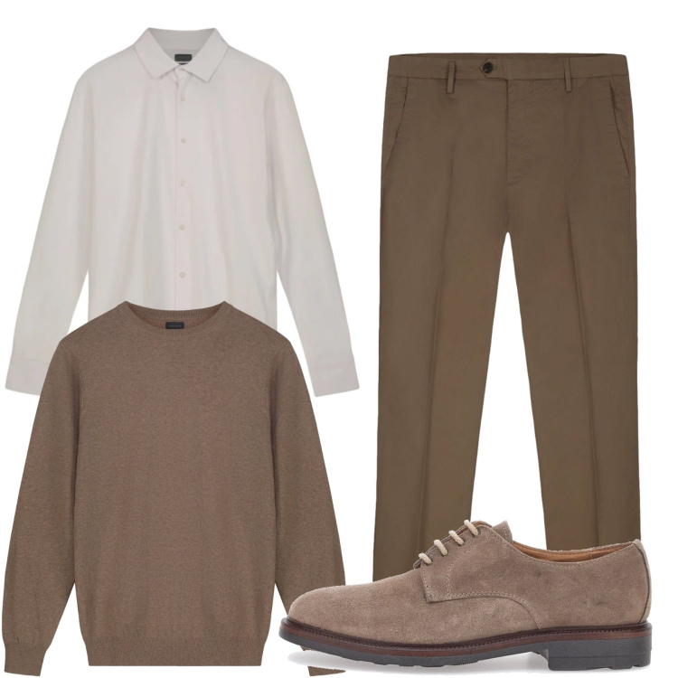 Outfit uomo - Total look #2302281. Stile Casual per Tutti i giorni. Abbinamento con scarpe stringate, maglieria, polo, pantaloni.