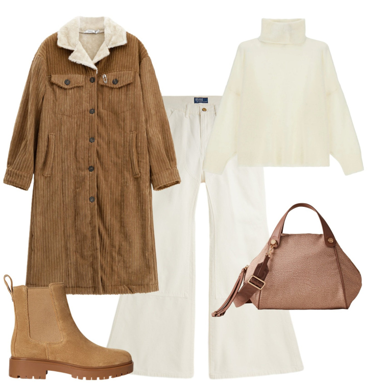 Outfit donna - Ogni giorno in città. Stile Urban per Tutti i giorni. Abbinamento con cappotti, maglieria, borse a mano, stivaletti chelsea, pantaloni.