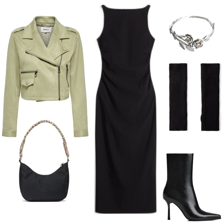 Outfit mujer - Glamour #10005. Estilo Glamour para Ceremonia. Combinación con blazers, bolsos de mano, guantes, vestidos midi/longuettes, botines, pulseras.